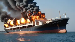 1 minute ago! Russian Cargo Ship Carrying THOUSANDS OF TONS OF Russian Oil Blown Up by Ukraine