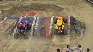 Wild Side vs. JCB Digatron championship race at Monster Jam World Finals XXIII.