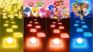 Pikachu Team vs Baby Shark Team Vs Sonic Team Vs Paw Patrol Team - Tiles Hop EDM Rush