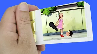 Nobita pranks Shizuka from flipbook world