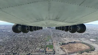 Wheel view Antonov AN 225 landing in L.A. / KLAX 25R