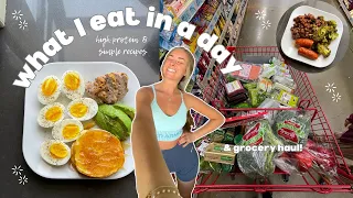 WHAT I EAT IN A DAY balanced diet, high protein meals, supplements & grocery haul!