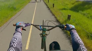 cruising the bike trail on my se bike on a wheelie and this guy almost knock me down