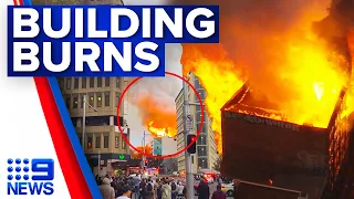 Intense fire destroys seven-storey Sydney CBD building | 9 News Australia