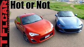 2016 Mazda MX-5 vs Scion FR-S Road, Track & 0-60 MPH Review - TFL Leaderboard Hot or Not Ep.10