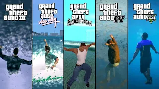 FALLING FROM SKY INTO THE WATER  in GTA games | GTA ( III vs SA vs VC vs IV vs V )