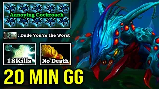 WORLD MOST ANNOYING COCKROACH Solo Mid Weaver Crazy Lightning Attack 20Min GG with Zero Death DotA 2