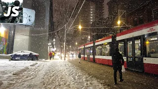 Snowy East Side in Downtown Toronto | Evening Walk (Jan 2023)