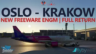 MSFS | Freeware Oslo ENGM to Krakow EPKK Full Return - flybywire A32NX [Happy New Year![