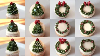 12 easy Christmas cupcakes Ideas | Tree and wreath(Subtitle)