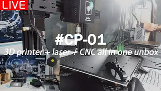 Live Creality CP-01 3D printer + laser + CNC all in one unbox, setup and print!
