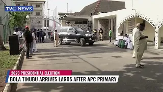 (WATCH) Crowds Await Tinubu's Arrival at The Oba of Lagos Palace