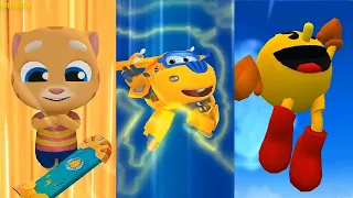 Talking Tom Hero Dash VS Super Wings : Jett Run VS SONIC DASH NEW CHARACTER  PAC-MAN VS GINGER