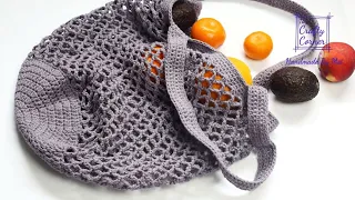 How To Crochet Quick And Easy Market Bag // Round Based Net Bag Crochet Tutorial