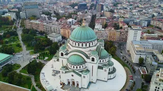 Magnificent temple Sveti Sava in Belgrade Serbia. Drone aerial photography in 4K