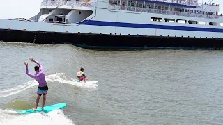 2 KOOKS surf sketchy FERRY wave with the NOVELTY KING !!!