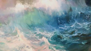 The waves. Oil painting. Marine paintings.