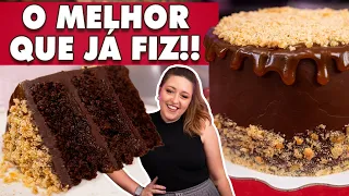 BOLO CHOCOLATUDO COM CARAMELO SALGADO E FAROFA CROCANTE DE AMENDOIM | Tábata Romero