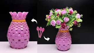 DIY Flower vase with plastic bottle and plastic spoon | Ide vas bunga botol plastik dan sendok