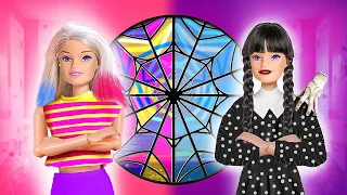 Barbie est Devenue Mercredi Addams | MERCREDI VS HUGGY WUGGY | ASTUCES effrayantes par Télé-Teen