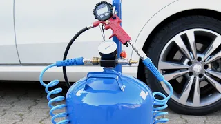 Compressor tank - Make compressed air tank from a propane gas bottle with tire inflator - Kompressor