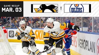 GAME RECAP: Penguins at Oilers (03.03.24) | Finishing A Four-Game Road Trip
