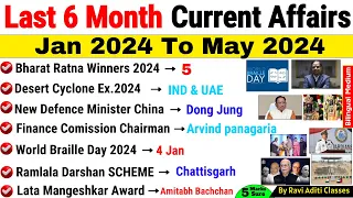 Last 6 Months Current Affairs 2024 | Jan 2024 To May 2024 | Important Current Affairs 2024