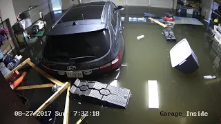 Hurricane Harvey Flood - Houston TX (Meyerland Neighborhood) - August 27 2017 - Garage Time Lapse