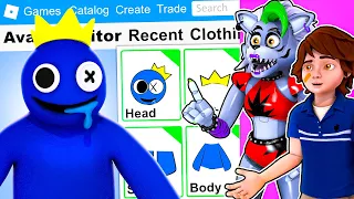 Making BLUE RAINBOW FRIEND a Roblox Account with Roxanne Wolf and Gregory