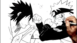 How To Draw Naruto vs Sasuke | Step By Step