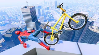 GTA 5 - Spiderman BMX Parkour Jumps Vol.30 (Euphoria Ragdolls)