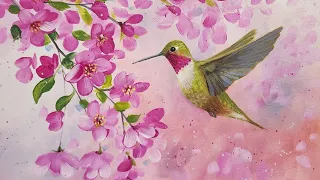 How to Paint a Hummingbird Acrylic Painting LIVE Tutorial