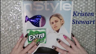 ASMR Gum Chewing Magazine Flip Through | Kristen Stewart | Tingly Close Whisper