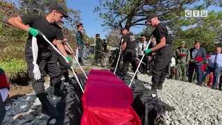 Церемония захоронения погибших во время Хасанских событий бойцов