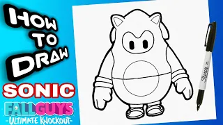 HOW TO DRAW FALL GUYS SONIC STEP BY STEP | como dibujar a sonic fall guys paso a paso