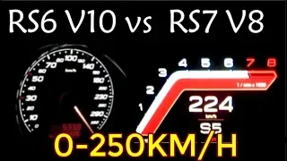 which will win : Audi RS6 V10 700 HP vs Audi RS7 V8 600 HP Acceleration Sound 0 -250km/h