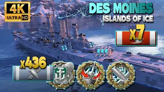 Cruiser Des Moines on map Islands of Ice, 3,9k bxp - World of Warships