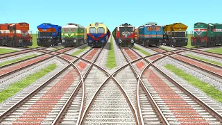 8 TRAIN CROSSING ON CURVED CUT RAILROAD | Indian Train Videos | Train Simulator Classic 2024