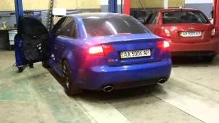 Audi RS4 custom exhaust, no cat, downpipes