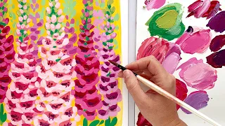 Painting A Foxglove Flower In Acrylic