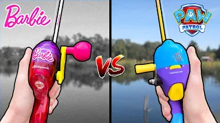 Barbie Rod 1v1v1 Budget Fishing Challenge (INSANE)