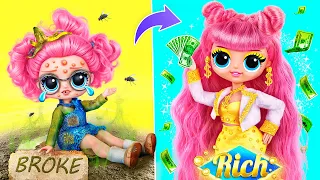LOL Growing Up from Broke to Rich! 32 DIYs for Dolls
