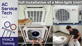 Full Installation of an Inverter Minisplit Heat Pump with Indoor Ceiling Cassette!