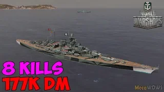 World of WarShips | Tirpitz | 8 KILLS | 177K Damage - Replay Gameplay 4K 60 fps