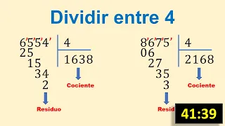 Ejercicios resueltos de división de una cifra entre 4 paso a paso para niños