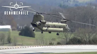 US Army Boeing CH-47F Chinook Helicopter - Arrival, Startup, Taxi & Take Off from TRI_26Mar23