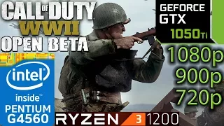 Call of Duty WW2 BETA - GTX 1050 ti - Ryzen 3 1200 and G4560 - 1080p - 900p - 720p - Benchmark