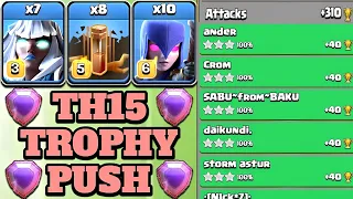 TH15 Trophy Push Attack With Electro Titan Witch & 8 Earthquake Spell!! Th15 Attack Strategy - COC