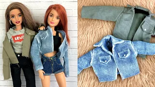 DIY 😍 NO SEW NO GLUE Barbie Clothes | How to Make Easy Doll Clothes | Denim Jacket