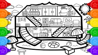 glitter swimming house coloring and drawing for kids how to draw a glitter swim house coloring page